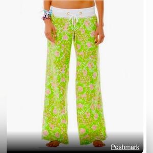 💕 Lilly Pulitzer The Beach Pant Cabana Pink SunnySide Lions  - size Medium 💕